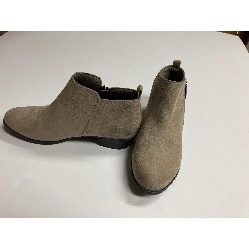 Sonoma Milford Beige Ankle Bootie Zip Comfort Memory Foam Round Toe US 9 M